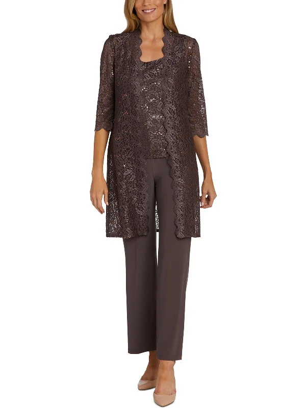 Double - Breasted Women's Polyester Blazers in Bright Colors for a Fun StyleWomens 3PC Lace Pant Suit Double - Breasted Women's Polyester Blazers in Bright Colors for a Fun StyleWomens 3PC Lace Pant Suit