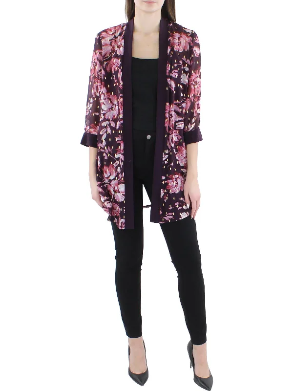 Plus Size Women's Ruffled Blazers in Pink for a Girly and Fashionable LookWomens Chiffon Sheer Duster Blazer Plus Size Women's Ruffled Blazers in Pink for a Girly and Fashionable LookWomens Chiffon Sheer Duster Blazer