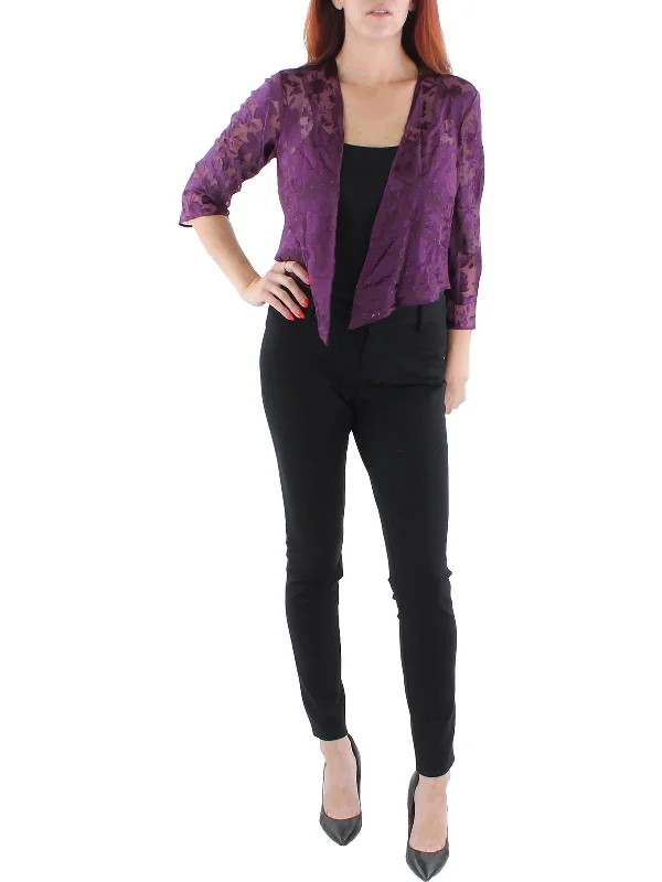 Single - Breasted Women's Tweed Blazers with Gold Buttons for a Classic LookWomens Jacquard Burnout Bolero Single - Breasted Women's Tweed Blazers with Gold Buttons for a Classic LookWomens Jacquard Burnout Bolero