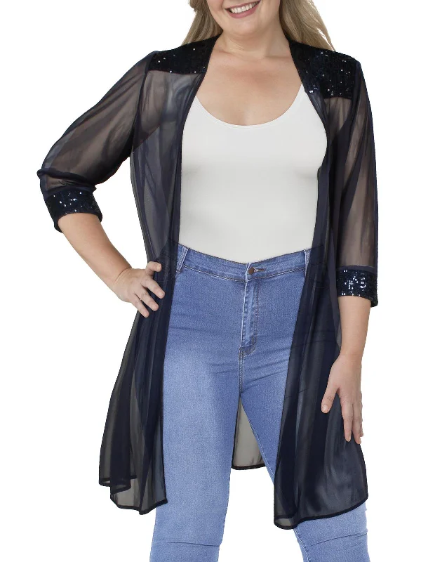 Single - Breasted Women's Linen Blend Blazers in Earth Tones for Casual WearWomens Knit Embellished Duster Blazer Single - Breasted Women's Linen Blend Blazers in Earth Tones for Casual WearWomens Knit Embellished Duster Blazer