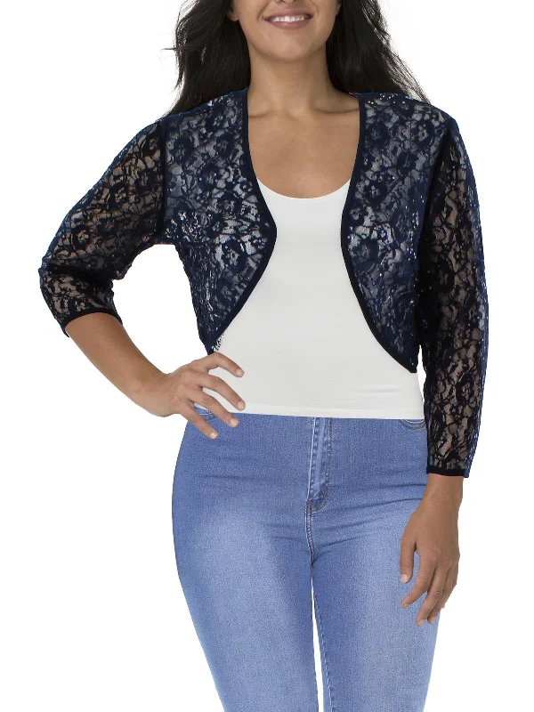 Single - Breasted Women's Tweed Blazers with Gold Buttons for a Classic LookWomens Lace Long Sleeves Bolero Single - Breasted Women's Tweed Blazers with Gold Buttons for a Classic LookWomens Lace Long Sleeves Bolero