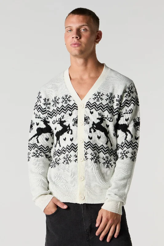 color block women cardigan with bold huesFairisle Knit Christmas Cardigan