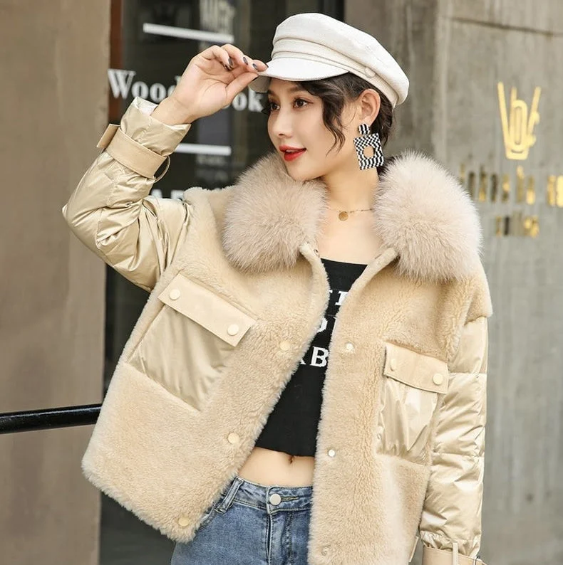 Plus size women's wool blend coats for a warm and stylish winter100% Wool Women's Hooded Covered Button Jacket with Fox Fur Collar Plus size women's wool blend coats for a warm and stylish winter100% Wool Women's Hooded Covered Button Jacket with Fox Fur Collar