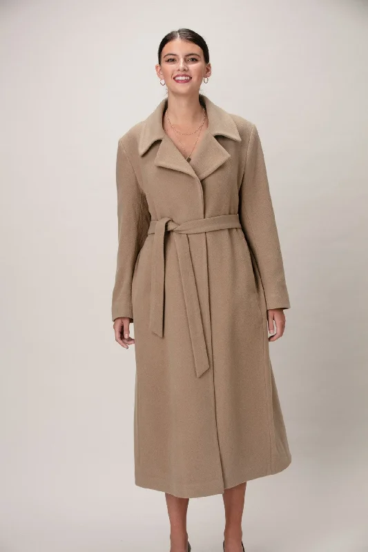 Women's pea coats with brass buttons for a nautical - inspired styleSCARLETT Wool & Cashmere Long Wrap Coat 1451