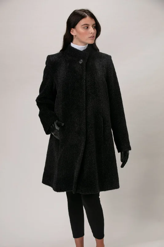 Women's long - sleeve wool coats in a houndstooth pattern for a classic charmANITA Super Soft Alpaca A-Line Coat 1478 Women's long - sleeve wool coats in a houndstooth pattern for a classic charmANITA Super Soft Alpaca A-Line Coat 1478