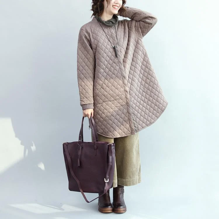 Shearling - lined women's leather coats for ultimate warmth and luxury2017 khaki down overcoat casual stand collar down overcoat Fine thin cardigans