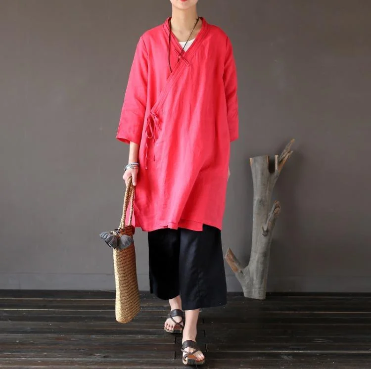 Checkered women's wool coats in a classic pattern for a timeless style2017 red casual vintage linen blouse loose bracelet sleeved coat Checkered women's wool coats in a classic pattern for a timeless style2017 red casual vintage linen blouse loose bracelet sleeved coat