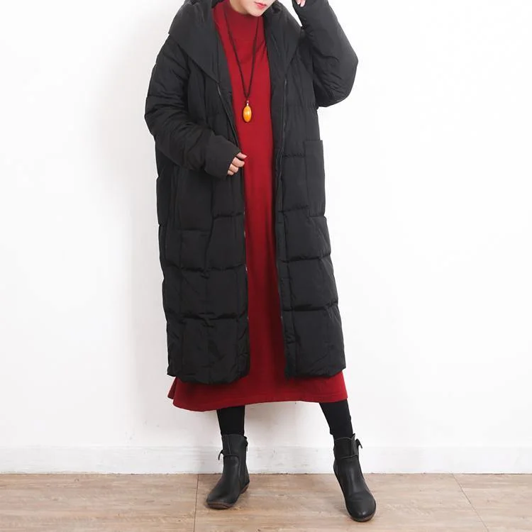 Petite women's wool blend coats with a tailored fit for a flattering silhouette2018 black down overcoat oversized hooded zippered down overcoat Warm pockets baggy coats