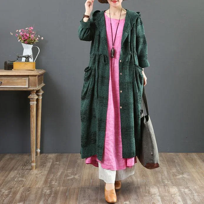 Plus size women's wool blend coats for a warm and stylish winter2019green hooded overcoat oversized jackets fall women coats drawstring