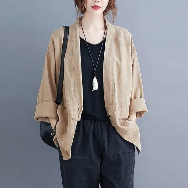 Oversized women's wool coats in a monochromatic look for a trendy outfit2020 Autumn Vintage Solid Color Loose Comfortable Female Outerwer Coats