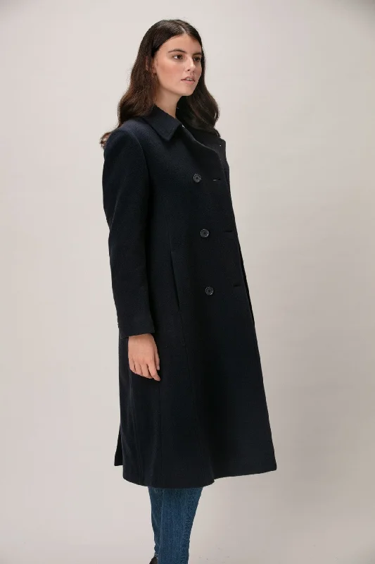 Women's long - sleeve wool coats in a houndstooth pattern for a classic charmNADINE Wool & Cashmere Long Double Breasted Coat 2140C/W