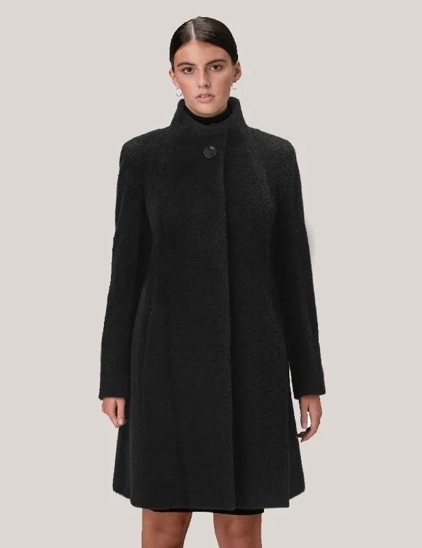 Women's waterproof parka coats with multiple pockets for practicalityFlared Alpaca & Wool Coat 29001