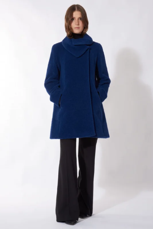 Plus size women's wool blend coats for a warm and stylish winterAlpaca & Wool Coat with Petal Collar 86001