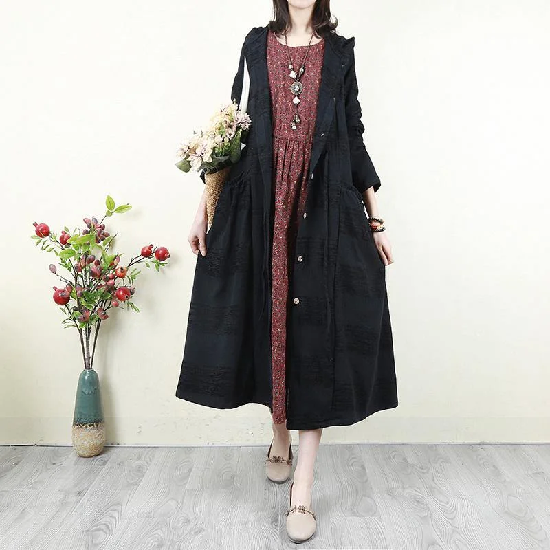 Checkered women's wool coats in a classic pattern for a timeless styleAesthetic black coats casual hooded drawstring outwear