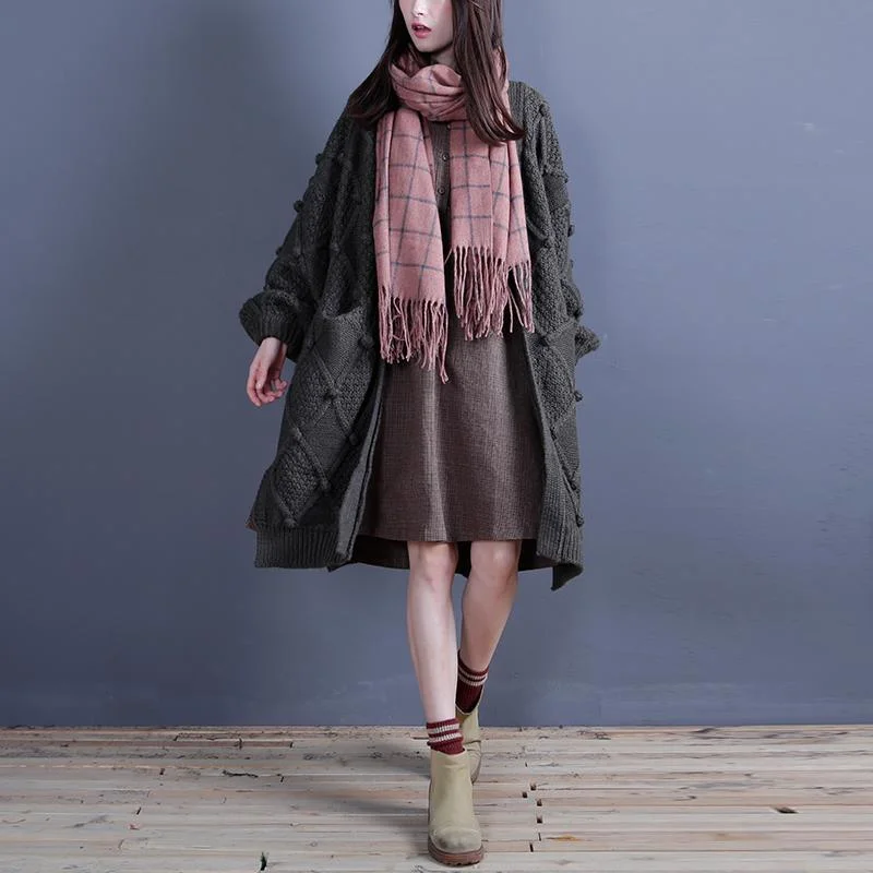 Water - resistant women's trench coats with adjustable cuffs for rainy daysAesthetic green knitted jackets fall fashion fall knit sweat tops side open
