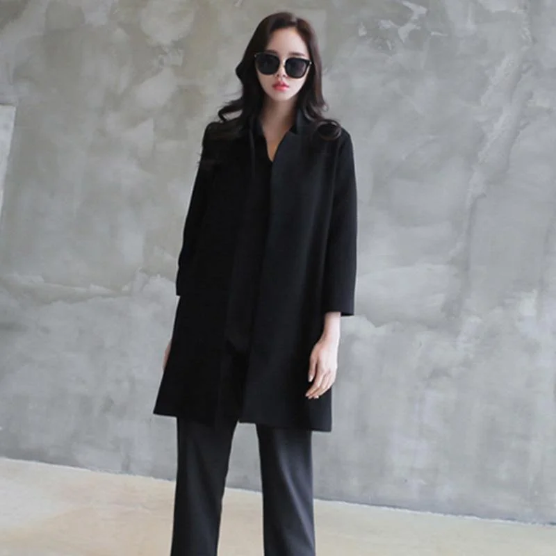 Women's faux fur coats in bright colors for a bold fashion statementArt Notched Fashion fall clothes For Women black Knee coats
