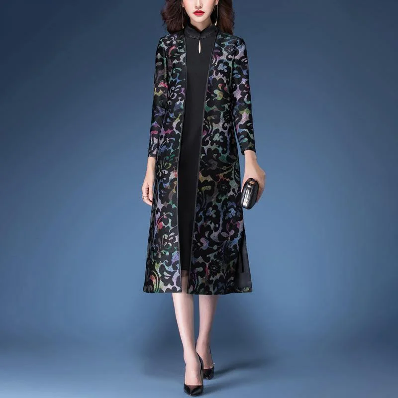 Women's faux fur coats in bright colors for a bold fashion statementautumn new black prints cotton blended trench coats with sleeveless dress two ieces Women's faux fur coats in bright colors for a bold fashion statementautumn new black prints cotton blended trench coats with sleeveless dress two ieces