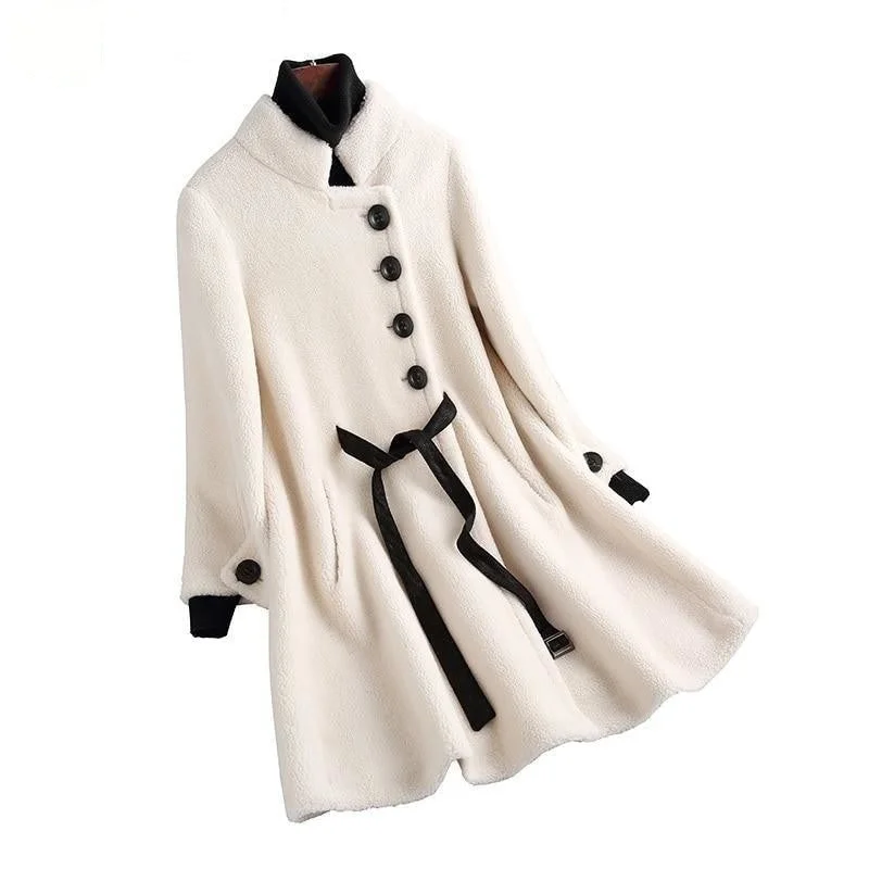 Women's reversible down coats with two - tone designs for versatile stylingAutumn Winter Elegant Korean Women's Sheep Shearling Wool Coats & Jackets Women's reversible down coats with two - tone designs for versatile stylingAutumn Winter Elegant Korean Women's Sheep Shearling Wool Coats & Jackets