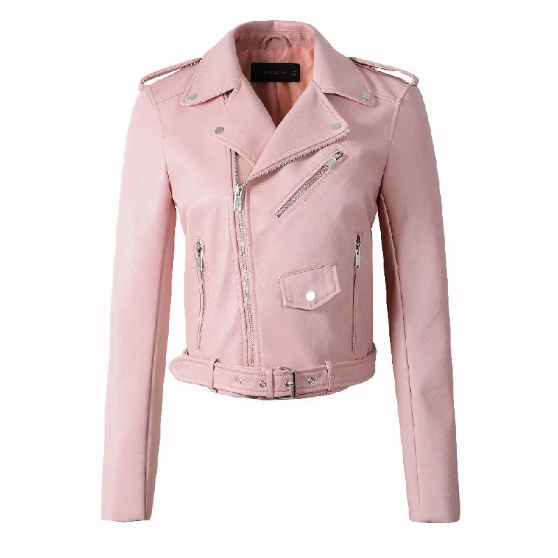 Hooded women's puffer coats in neon colors for high - visibility sportsAutumn Winter Motorcycle Synthetic Leather Jacket in Yellow for Women Hooded women's puffer coats in neon colors for high - visibility sportsAutumn Winter Motorcycle Synthetic Leather Jacket in Yellow for Women