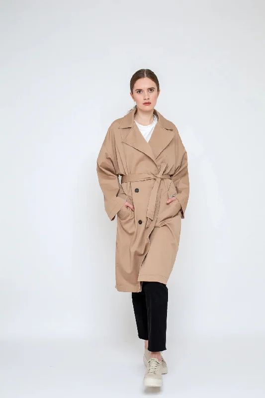 Checkered women's wool coats in a classic pattern for a timeless styleBara Studio Kara Trench Coat