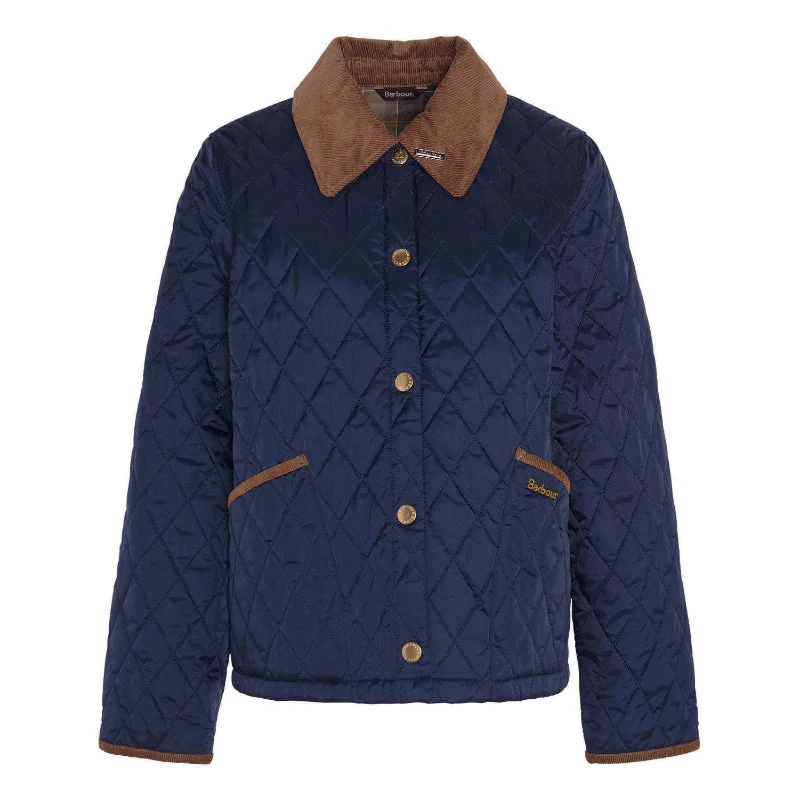Women's long - sleeve wool coats in a houndstooth pattern for a classic charmBarbour 30th Anniversary Cropped Ladies Liddesdale Jacket - Navy/Classic Women's long - sleeve wool coats in a houndstooth pattern for a classic charmBarbour 30th Anniversary Cropped Ladies Liddesdale Jacket - Navy/Classic