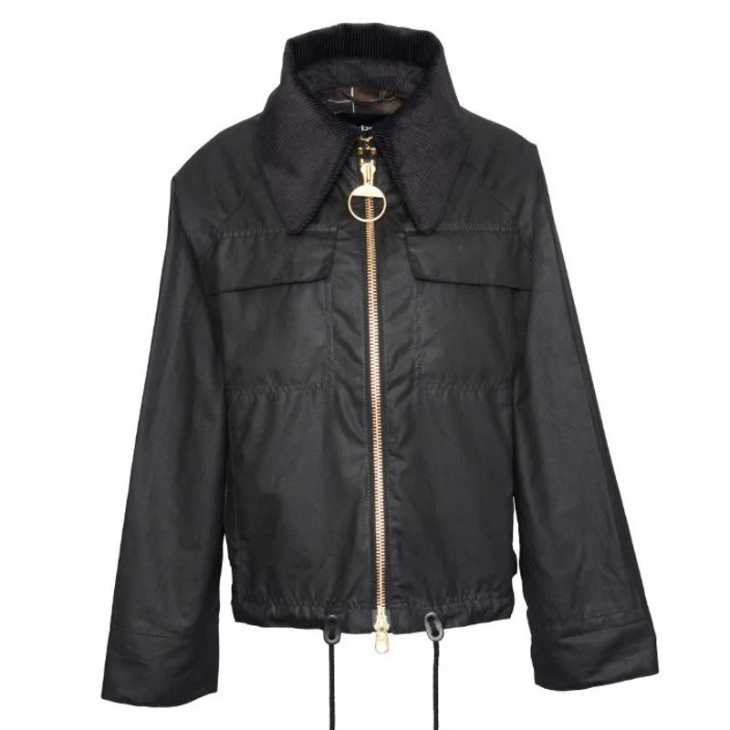 Women's cropped leather coats with silver studs for an edgy lookBarbour Beauly Ladies Wax Jacket - Black/Classic Women's cropped leather coats with silver studs for an edgy lookBarbour Beauly Ladies Wax Jacket - Black/Classic