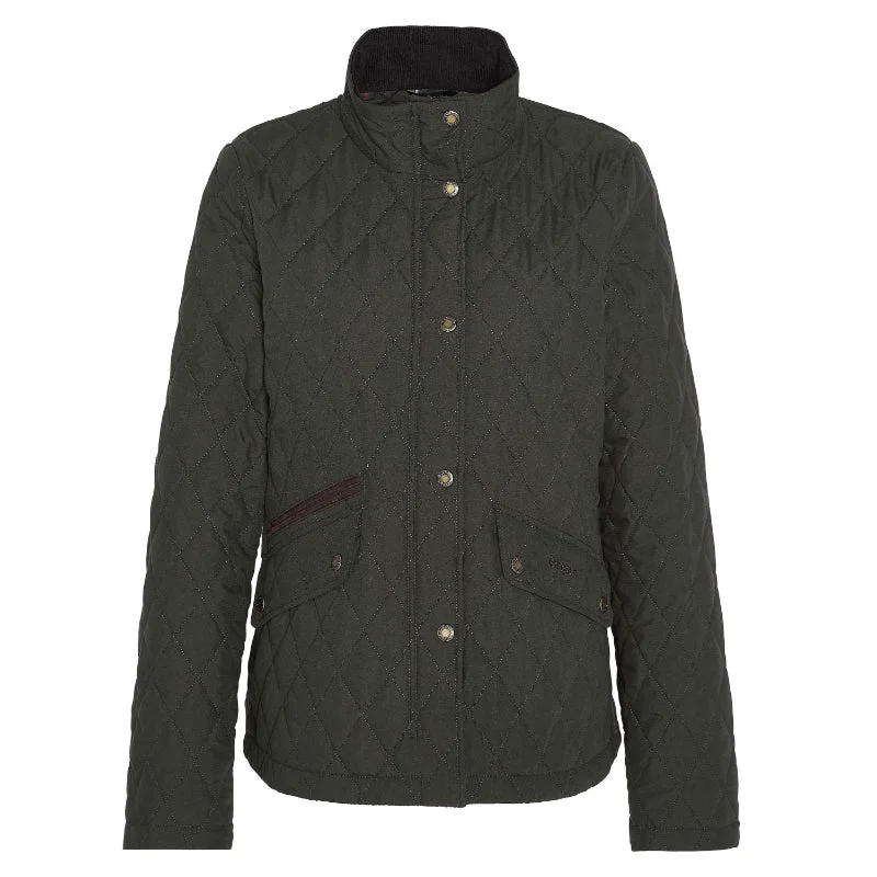 Women's long - sleeve wool coats in a houndstooth pattern for a classic charmBarbour Country Winter Shoveler Quilted Ladies Jacket - Dark Olive/Classic Women's long - sleeve wool coats in a houndstooth pattern for a classic charmBarbour Country Winter Shoveler Quilted Ladies Jacket - Dark Olive/Classic