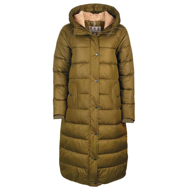 Women's knee - length wool blend coats with a fur collar for added warmthBarbour Crimdon Ladies Quilted Coat - Nori Green