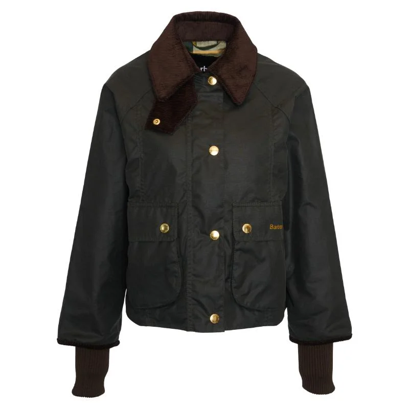 Women's cropped leather coats with silver studs for an edgy lookBarbour Cropped Beadnell Ladies Wax Jacket - Sage/Ancient Women's cropped leather coats with silver studs for an edgy lookBarbour Cropped Beadnell Ladies Wax Jacket - Sage/Ancient