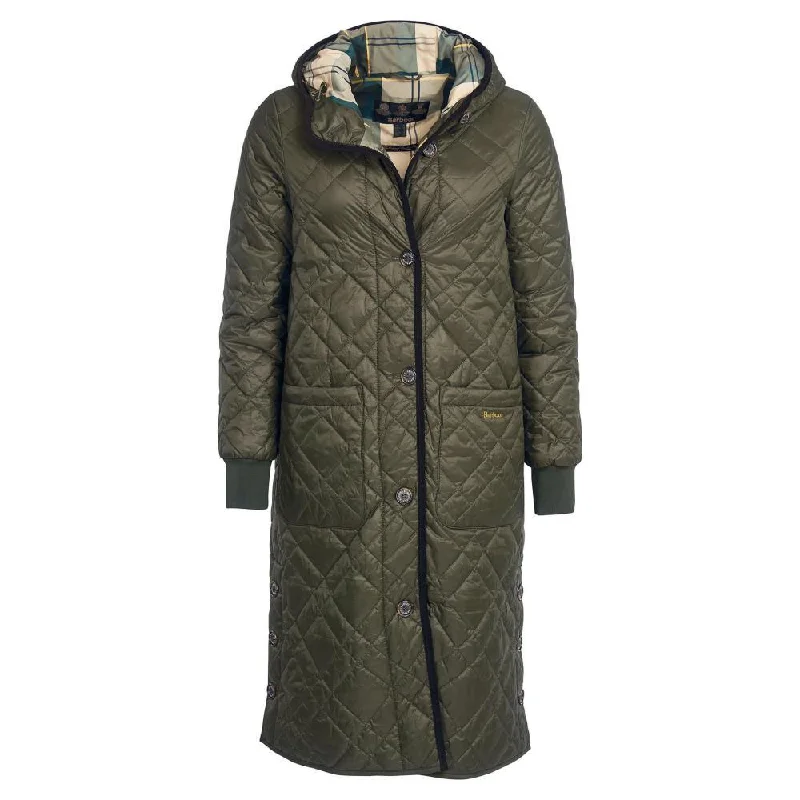 Women's long - sleeve wool coats in a houndstooth pattern for a classic charmBarbour Grimsthorpe Ladies Quilted Coat - Sage/Ancient