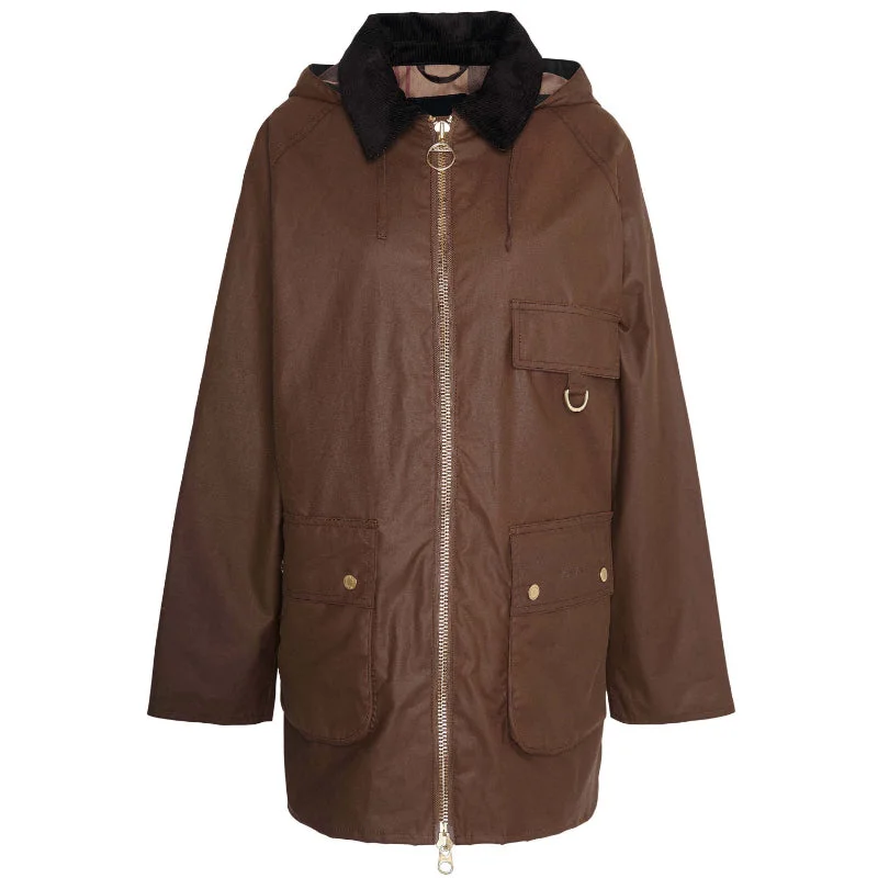 Belted women's cashmere coats in soft pastels for a luxurious feelBarbour Highclere Ladies Wax Jacket - Bark/Muted
