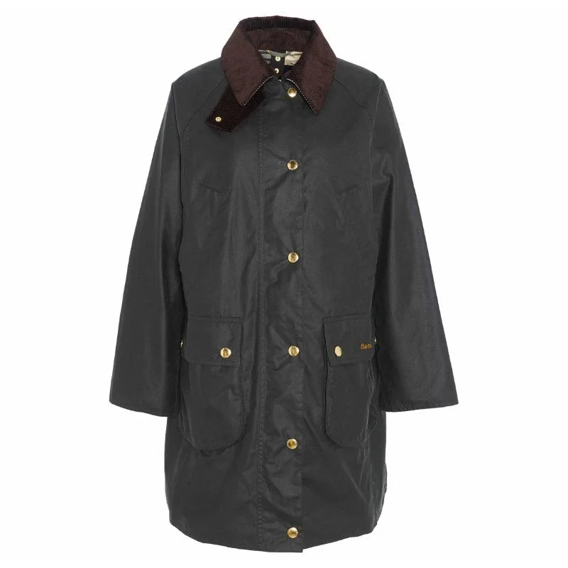 Women's cropped leather coats with silver studs for an edgy lookBarbour Long Beadnell Ladies Wax Jacket - Sage/Ancient Women's cropped leather coats with silver studs for an edgy lookBarbour Long Beadnell Ladies Wax Jacket - Sage/Ancient