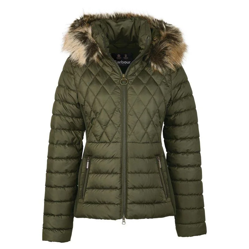 Oversized women's wool coats in a monochromatic look for a trendy outfitBarbour Mallow Ladies Quilted Jacket - Olive