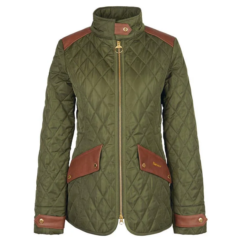 Hooded women's puffer coats in neon colors for high - visibility sportsBarbour Premium Cavalry Ladies Quilted Jacket - Olive/Ancient