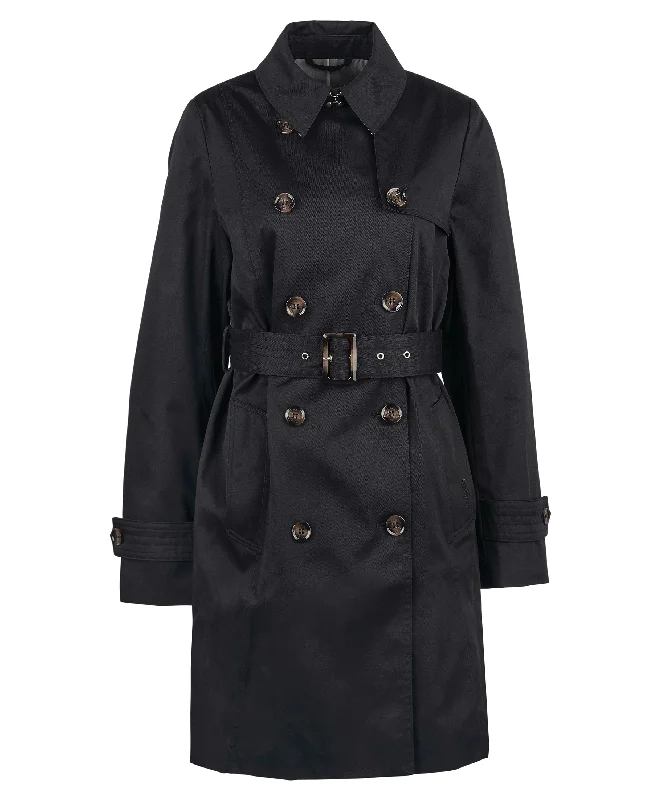 Shearling - lined women's leather coats for ultimate warmth and luxuryBarbour Short Greta Ladies Showerproof Trench - Black/Ancient Poplar Shearling - lined women's leather coats for ultimate warmth and luxuryBarbour Short Greta Ladies Showerproof Trench - Black/Ancient Poplar