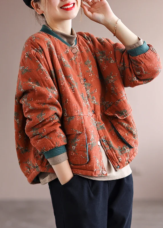 Water - resistant women's trench coats with adjustable cuffs for rainy daysBeautiful Orange Pockets Patchwork Fine Cotton Filled Winter Coats