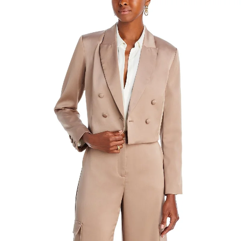 Embroidered women's cotton coats in a bohemian pattern for a unique designWomens Satin Cropped Double-Breasted Blazer Embroidered women's cotton coats in a bohemian pattern for a unique designWomens Satin Cropped Double-Breasted Blazer