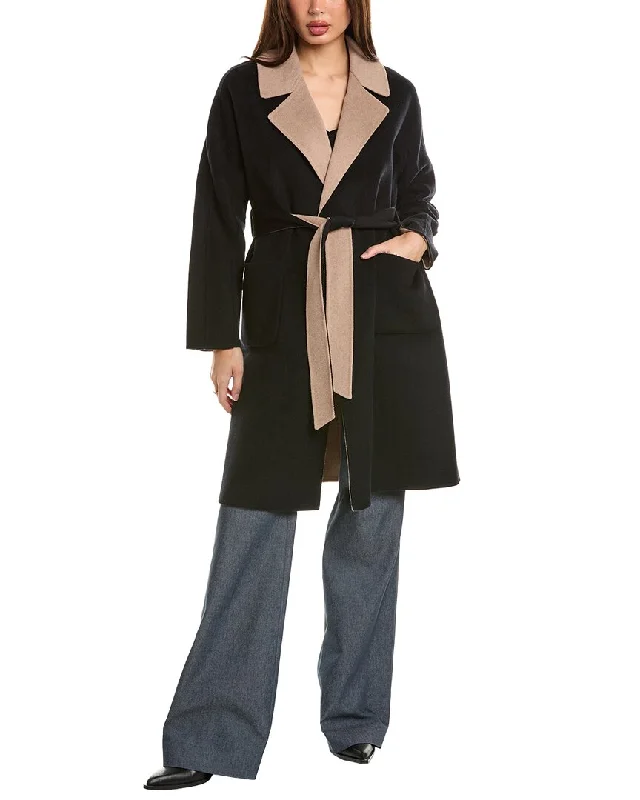 Embroidered women's cotton coats in a bohemian pattern for a unique designElie Tahari Reversible Wool-Blend Coat Embroidered women's cotton coats in a bohemian pattern for a unique designElie Tahari Reversible Wool-Blend Coat