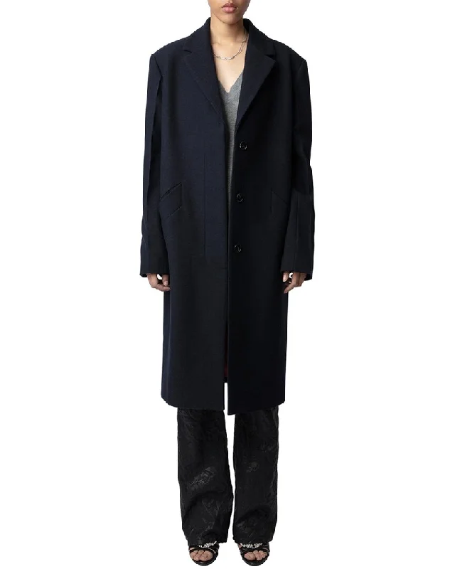 Women's long - sleeve wool coats in a houndstooth pattern for a classic charmZadig & Voltaire Marly Lainage Wool-Blend Coat Women's long - sleeve wool coats in a houndstooth pattern for a classic charmZadig & Voltaire Marly Lainage Wool-Blend Coat
