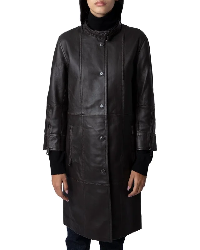 Quilted down women's coats with removable hoods for outdoor activitiesZadig & Voltaire Mira Cuir Leather Coat Quilted down women's coats with removable hoods for outdoor activitiesZadig & Voltaire Mira Cuir Leather Coat