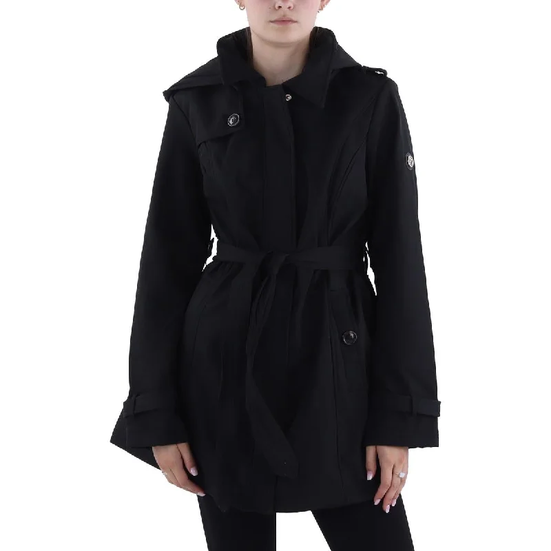 Women's cropped leather coats with silver studs for an edgy lookWomens Belted Hooded Soft Shell Jacket Women's cropped leather coats with silver studs for an edgy lookWomens Belted Hooded Soft Shell Jacket