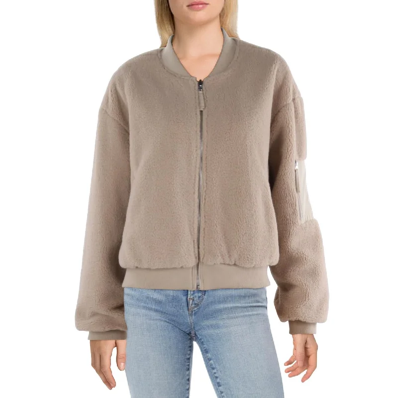 Women's longline double - breasted camel coats for a sophisticated lookWomens Fleece Reversible Bomber Jacket