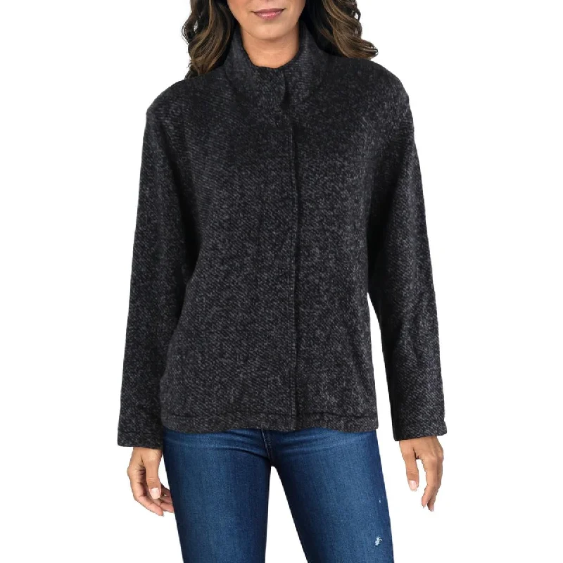Mid - length women's down coats in a slim fit for a modern and sleek appearanceWomens Tweed Stand Shirt Jacket