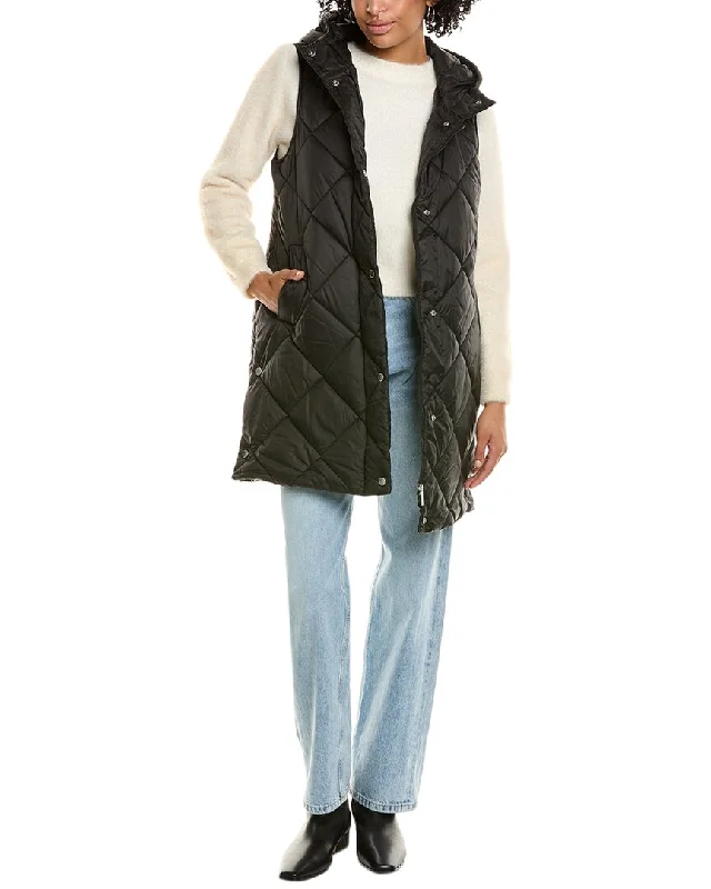 Women's longline double - breasted camel coats for a sophisticated lookFrench Connection Large Diamond Quilted Coat