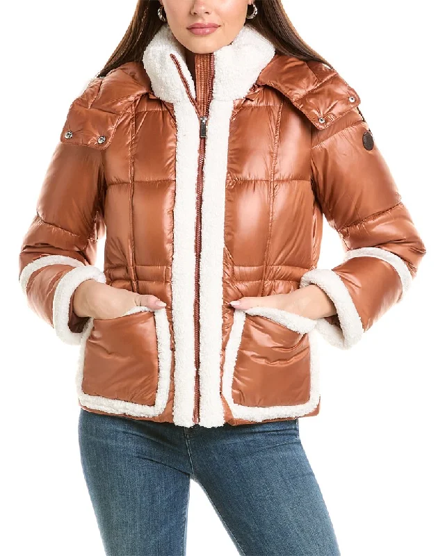 Women's faux fur coats in bright colors for a bold fashion statementFrench Connection Sherpa Trim Puffer Coat Women's faux fur coats in bright colors for a bold fashion statementFrench Connection Sherpa Trim Puffer Coat