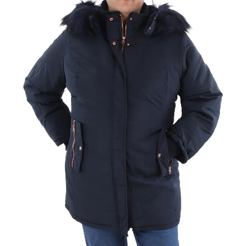 Women's long - sleeve wool coats in a houndstooth pattern for a classic charmWomens Faux Fur Trim Cold Weather Anorak Jacket Women's long - sleeve wool coats in a houndstooth pattern for a classic charmWomens Faux Fur Trim Cold Weather Anorak Jacket