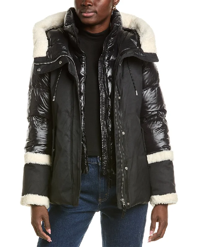 Women's knee - length wool blend coats with a fur collar for added warmthMackage Cyrah Jacket Women's knee - length wool blend coats with a fur collar for added warmthMackage Cyrah Jacket