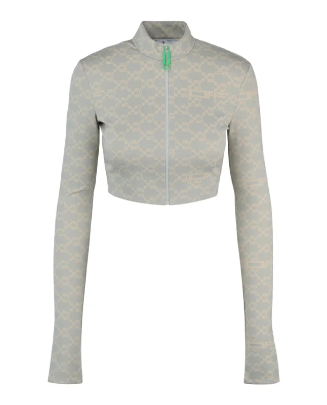 Women's reversible down coats with two - tone designs for versatile stylingOff-White Womens Monogram Cropped Track Jacket Women's reversible down coats with two - tone designs for versatile stylingOff-White Womens Monogram Cropped Track Jacket