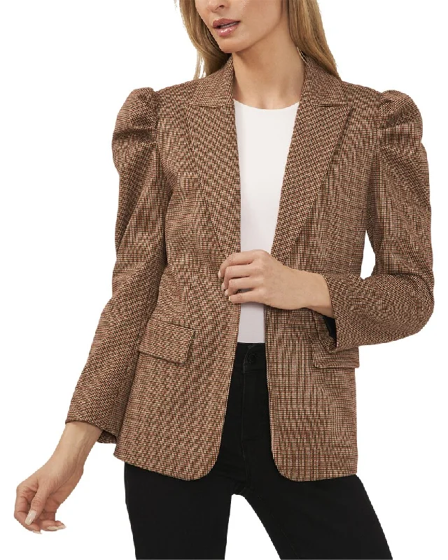 Shearling - lined women's leather coats for ultimate warmth and luxuryCece Puff Sleeve Open Blazer
