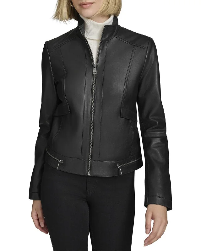 Shearling - lined women's leather coats for ultimate warmth and luxuryAndrew Marc Rowan Leather Coat